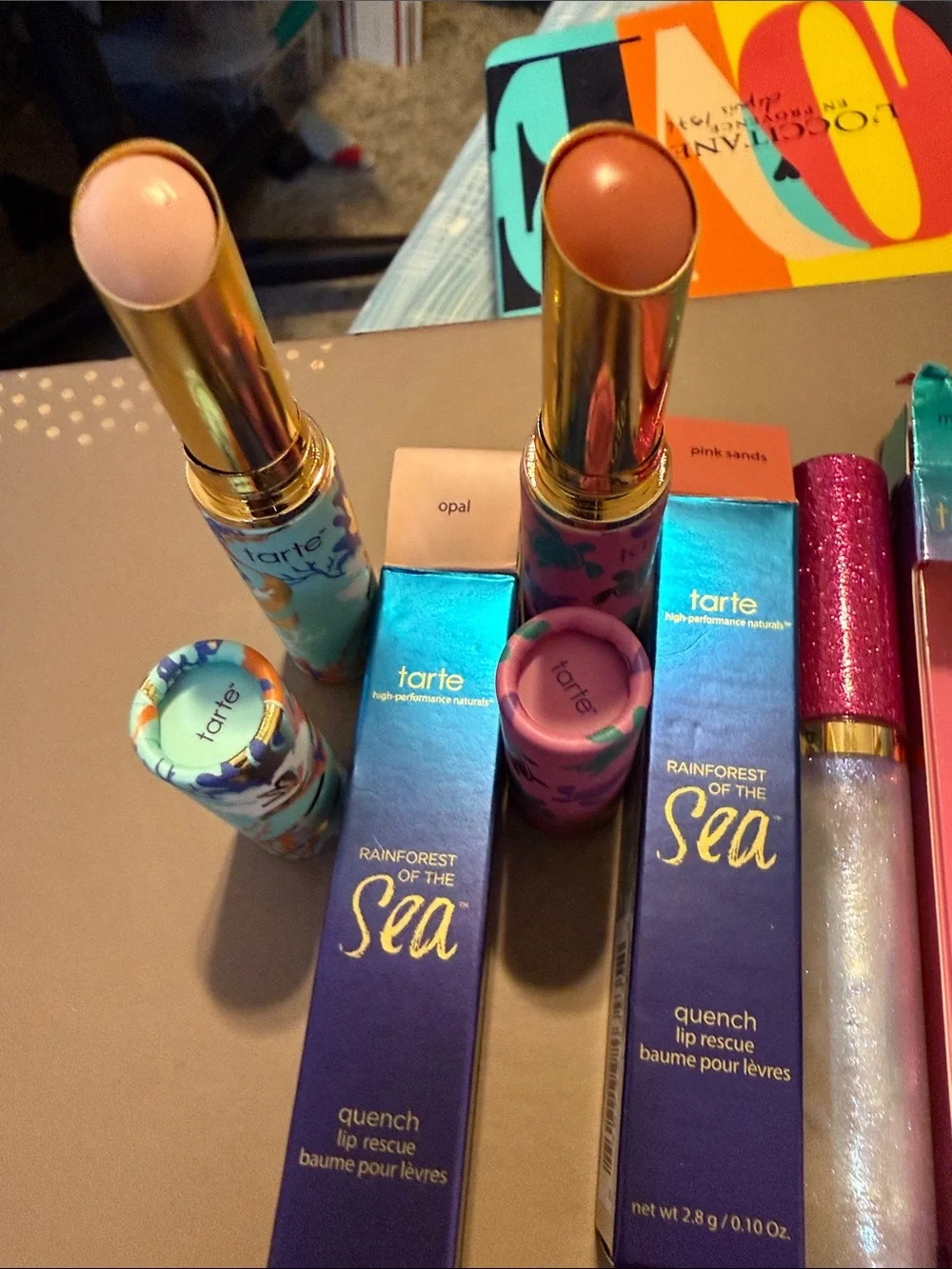 tarte Rainforest of the Sea Lip Set in Aqua, Purple, Pink/Lipstick & Lip Gloss
